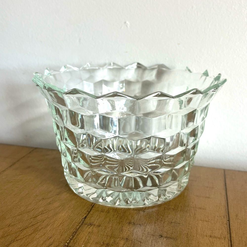 Vintage Fostoria American Cubist Glass Bowl